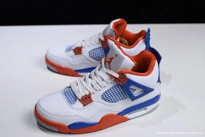 Official Maikesneakers 308497-171 White 4 Air Bright Crimson-Royal Blue Jordan 0509